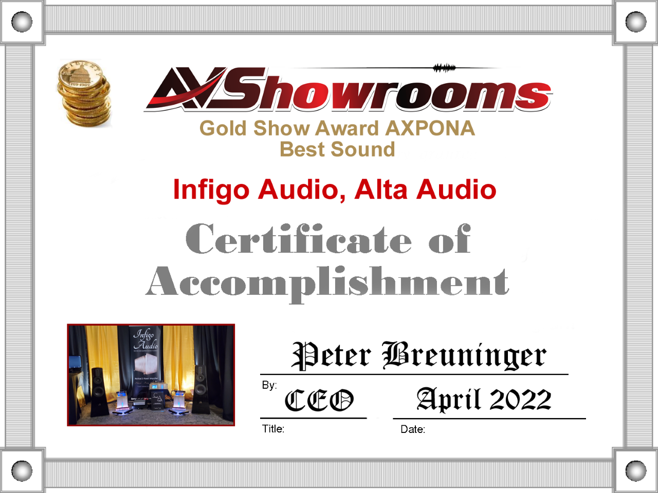 AVShowrooms Gold Show Best Sound Award